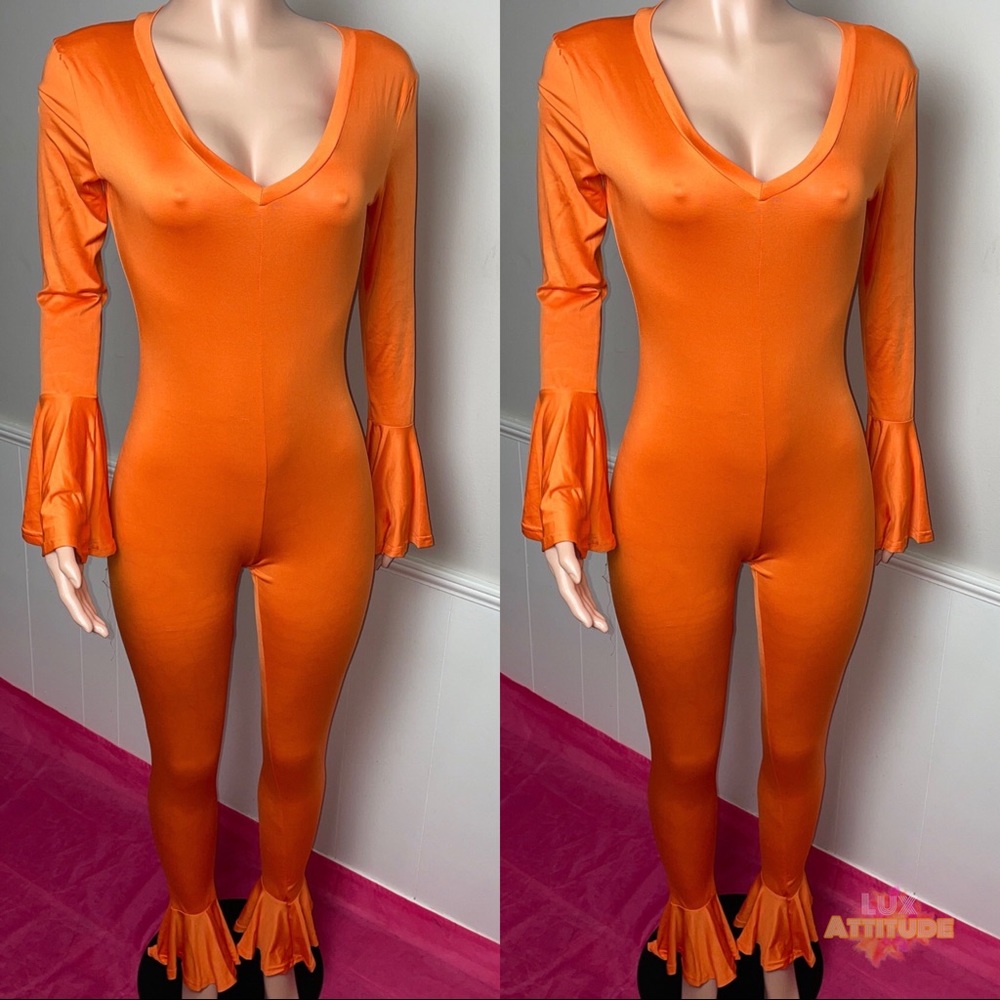 Flared sleeve/leg jumpsuit
